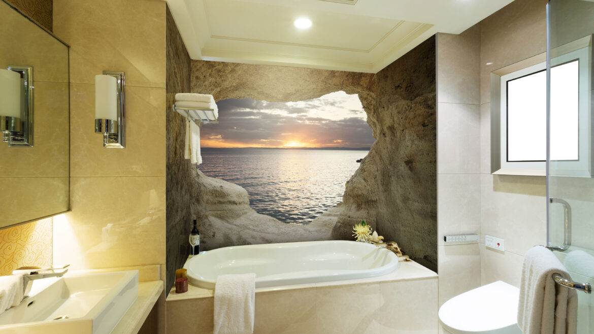Panneau Mural 'Equinoxe' - Un Coucher de Soleil Captivant dans Votre Salle de Bain