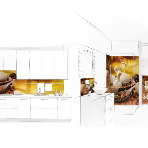 crédence cuisine et salle de bain zen